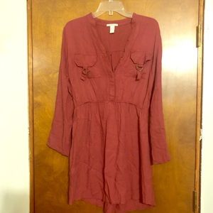 Charlotte Russe Maroon Long Sleeve Dress